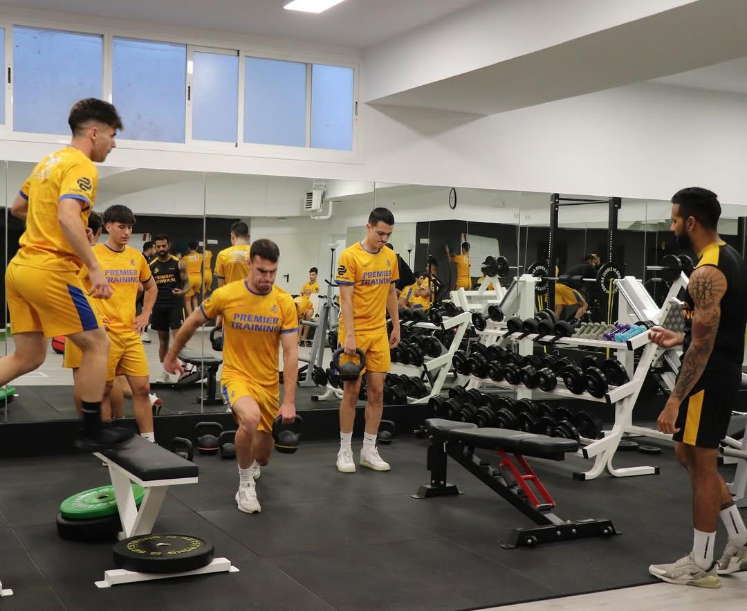 Players training in the gym